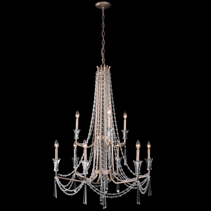 Varaluz 270C09TR Nine Light Chandelier, Transcend Silver