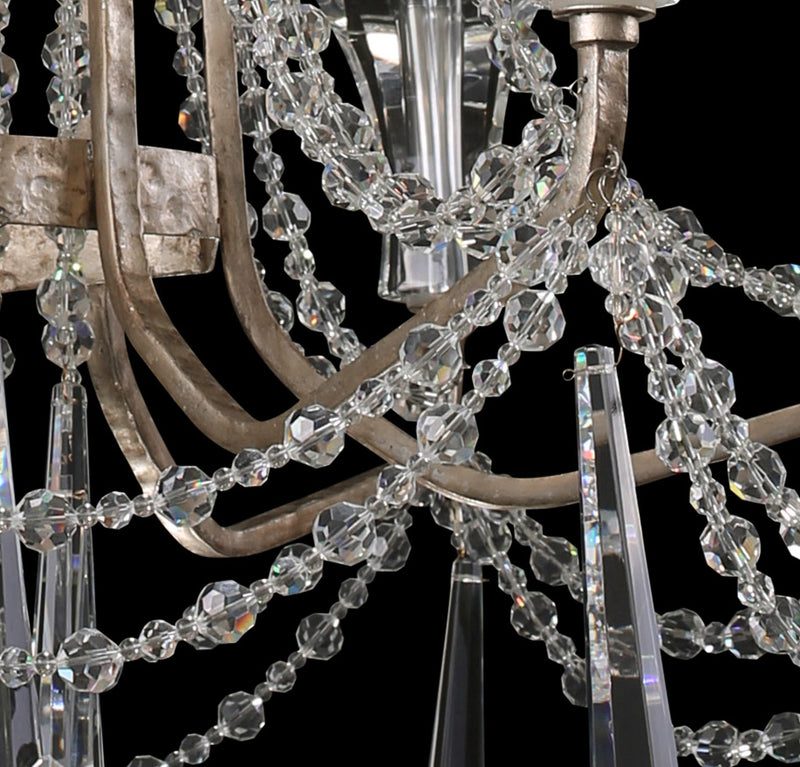 Varaluz 270C09TR Nine Light Chandelier, Transcend Silver