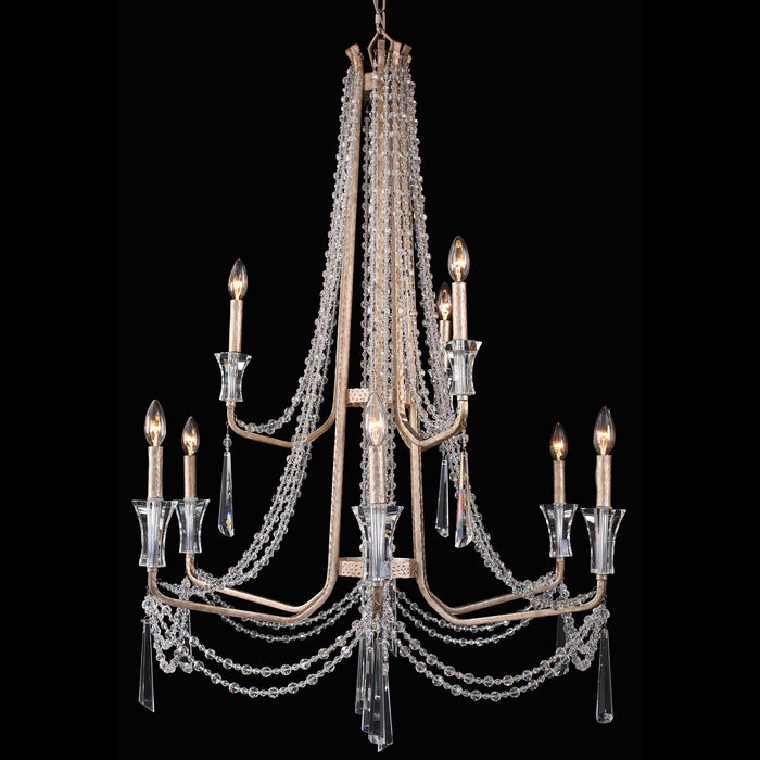 Varaluz 270C09TR Nine Light Chandelier, Transcend Silver
