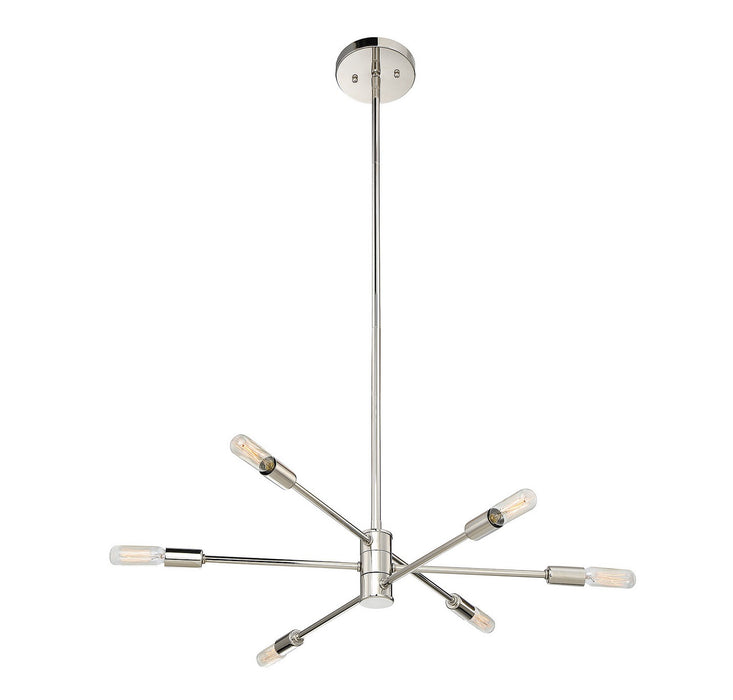 Savoy House 1-7000-6-109 Six Light Chandelier, Polished Nickel