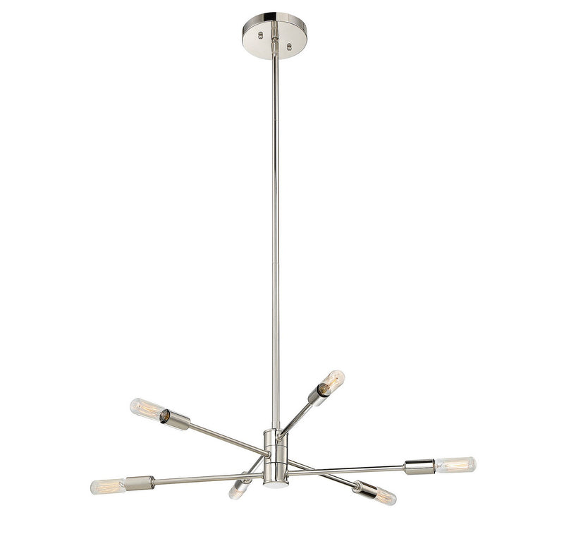 Savoy House 1-7000-6-109 Six Light Chandelier, Polished Nickel