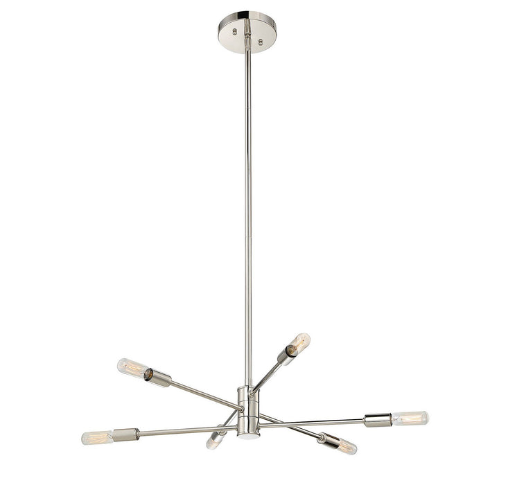 Savoy House 1-7000-6-109 Six Light Chandelier, Polished Nickel