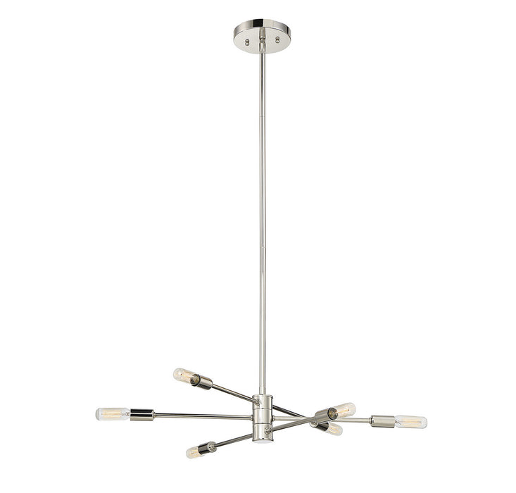 Savoy House 1-7000-6-109 Six Light Chandelier, Polished Nickel