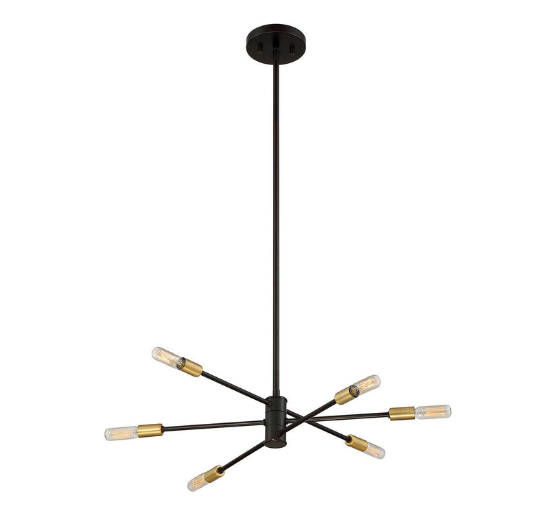 Savoy House 1-7000-6-77 Six Light Chandelier, Bronze with Brass