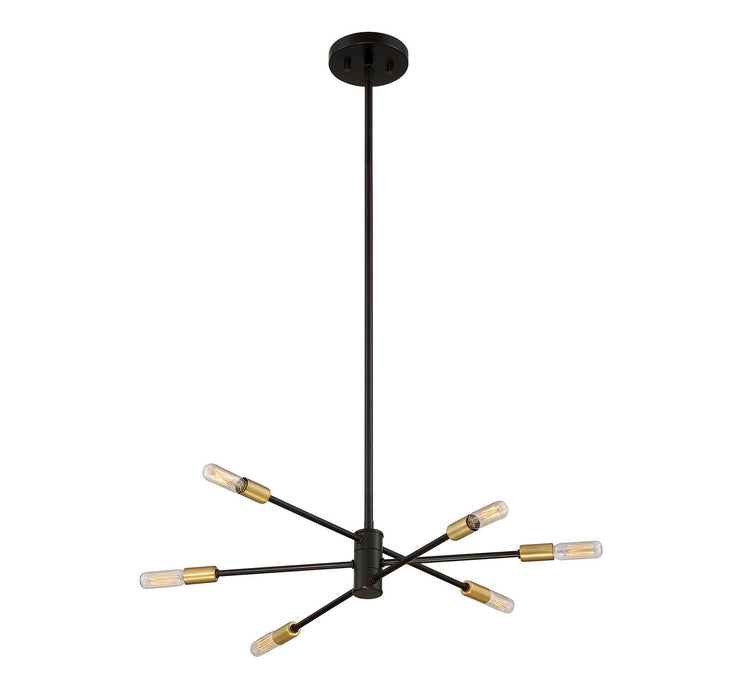 Savoy House 1-7000-6-77 Six Light Chandelier, Bronze with Brass