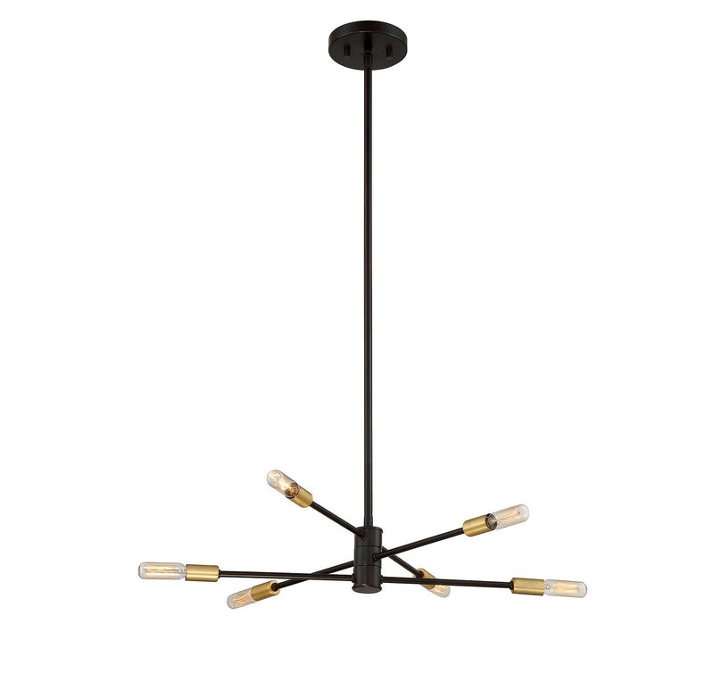 Savoy House 1-7000-6-77 Six Light Chandelier, Bronze with Brass