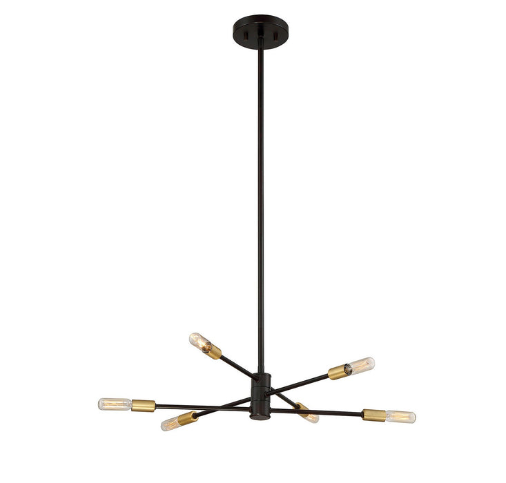 Savoy House 1-7000-6-77 Six Light Chandelier, Bronze with Brass