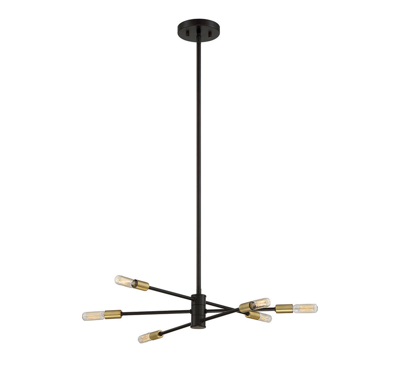 Savoy House 1-7000-6-77 Six Light Chandelier, Bronze with Brass