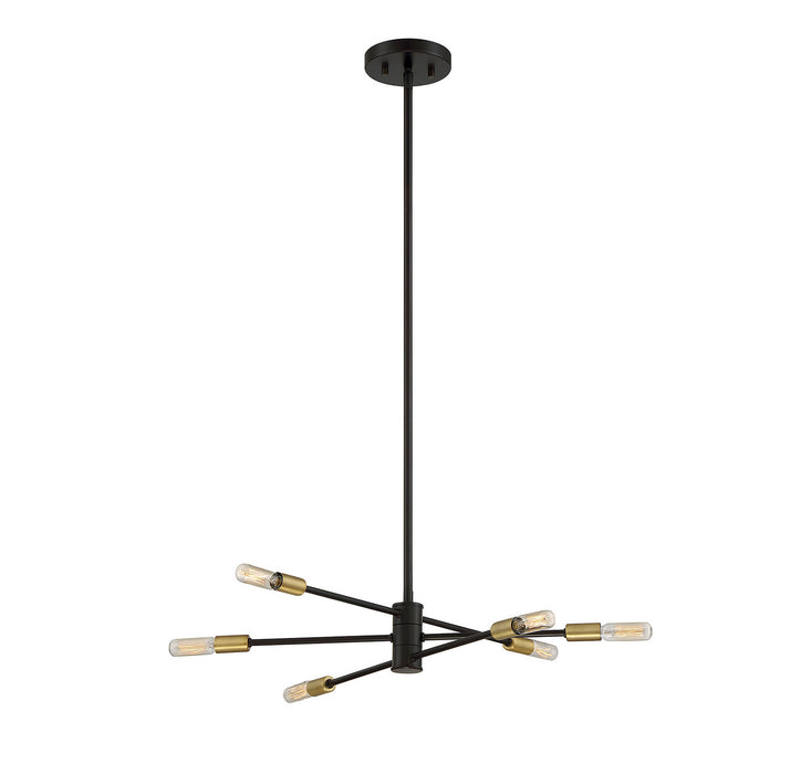 Savoy House 1-7000-6-77 Six Light Chandelier, Bronze with Brass
