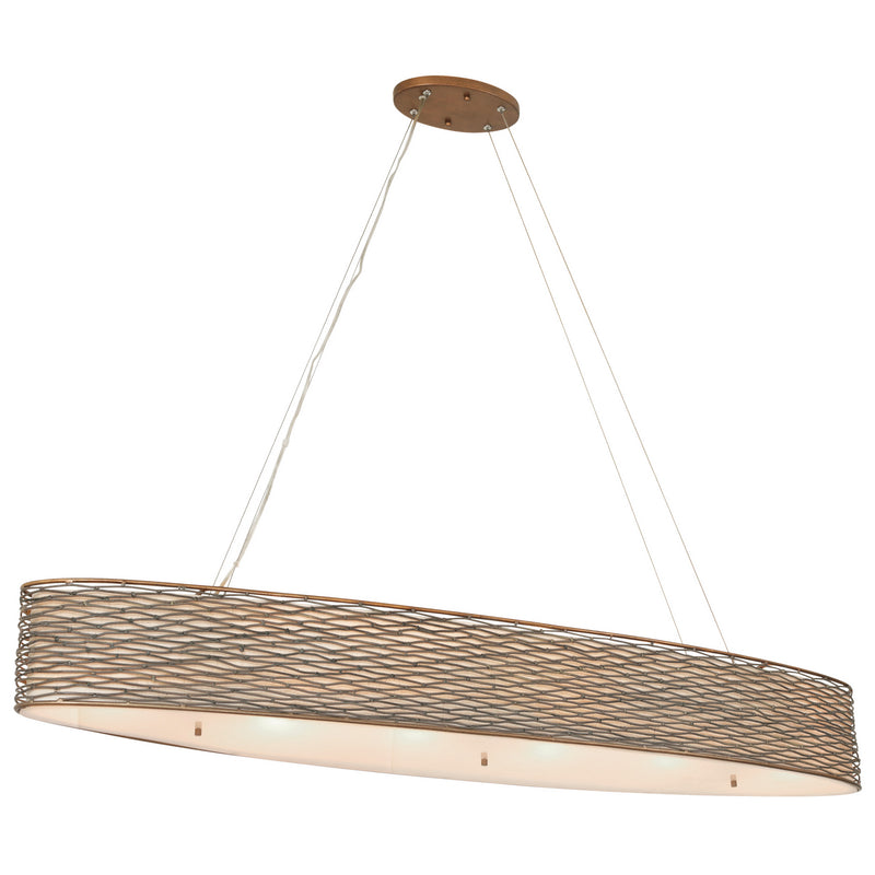 Varaluz 247N06HO Six Light Linear Pendant, Hammered Ore