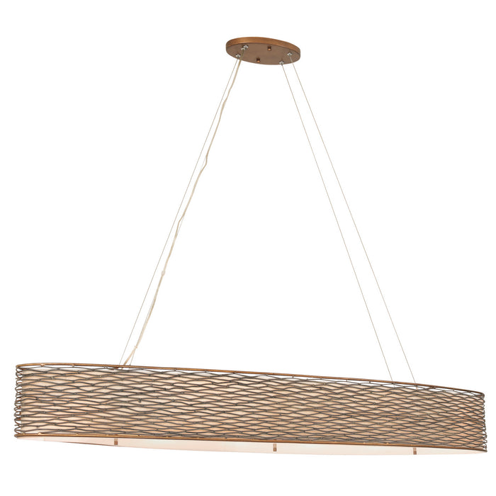 Varaluz 247N06HO Six Light Linear Pendant, Hammered Ore