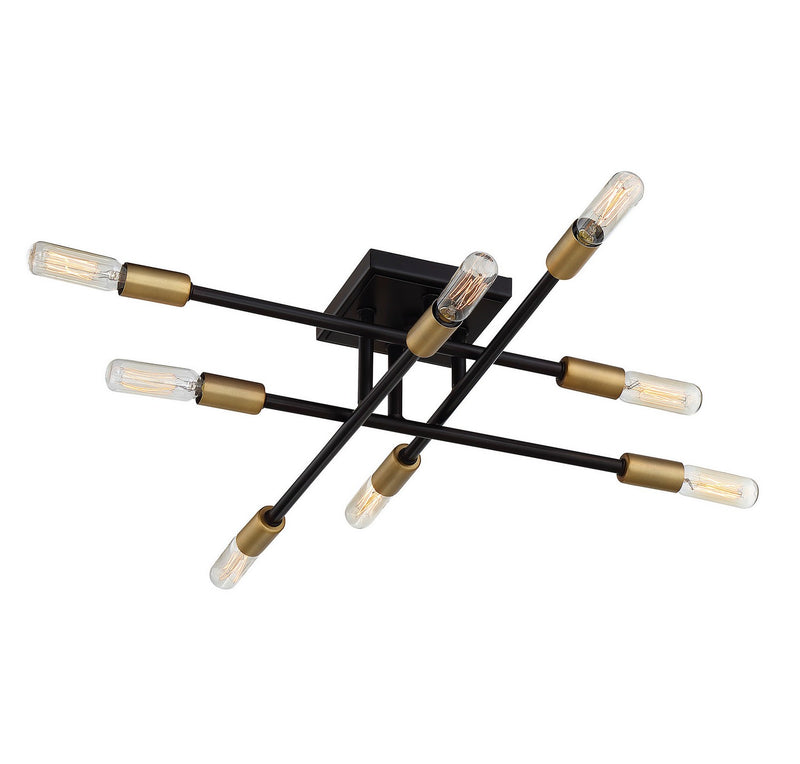 Savoy House 6-7003-8-77 Eight Light Semi Flush Mount, Bronze with Brass