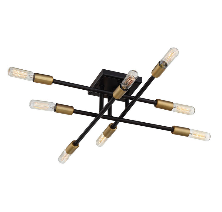 Savoy House 6-7003-8-77 Eight Light Semi Flush Mount, Bronze with Brass