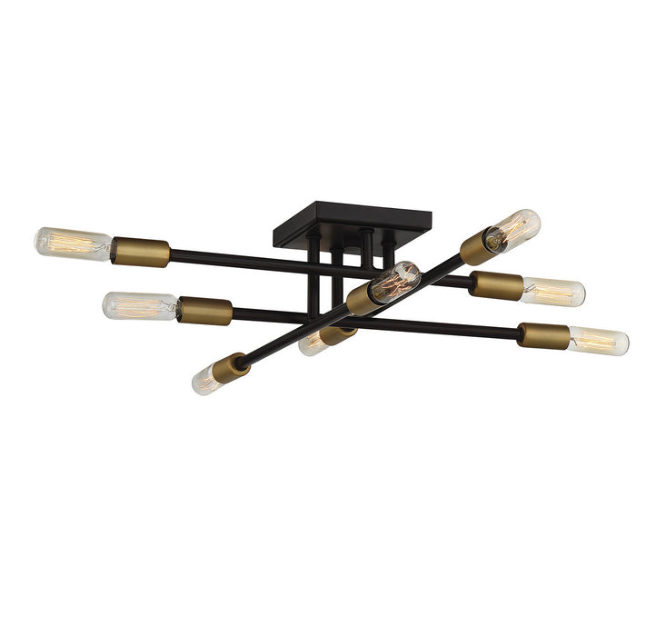 Savoy House 6-7003-8-77 Eight Light Semi Flush Mount, Bronze with Brass