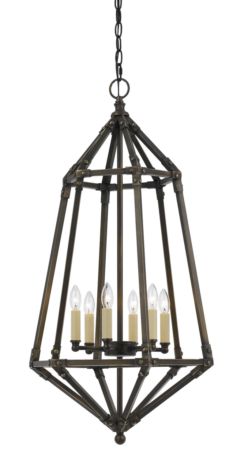 Cal Lighting FX-3594-6 Six Light Pendant, Dark Bronze