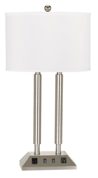 Cal Lighting LA-2004DK-1RBS Two Light Table Lamp, Brushed Steel