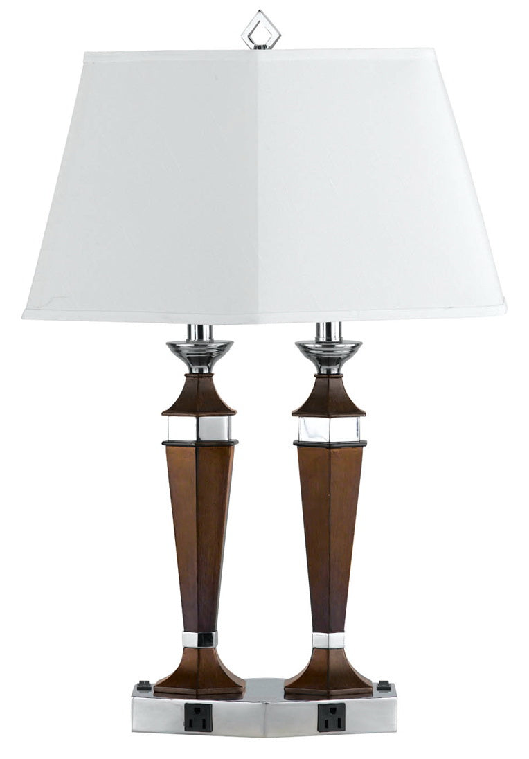 Cal Lighting LA-694DK-2R Two Light Desk lamp, Brushed Steel/Espresso
