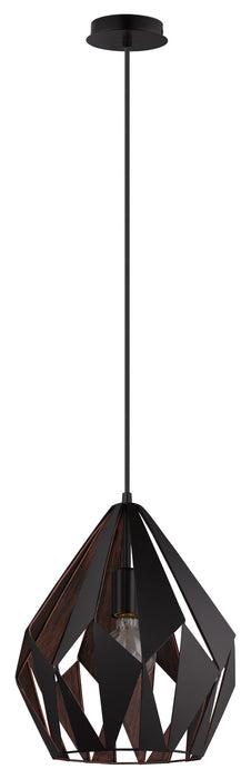 Eglo USA 49254A One Light Pendant, Black & Copper