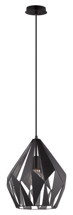 Eglo USA 49255A One Light Pendant, Black & Silver