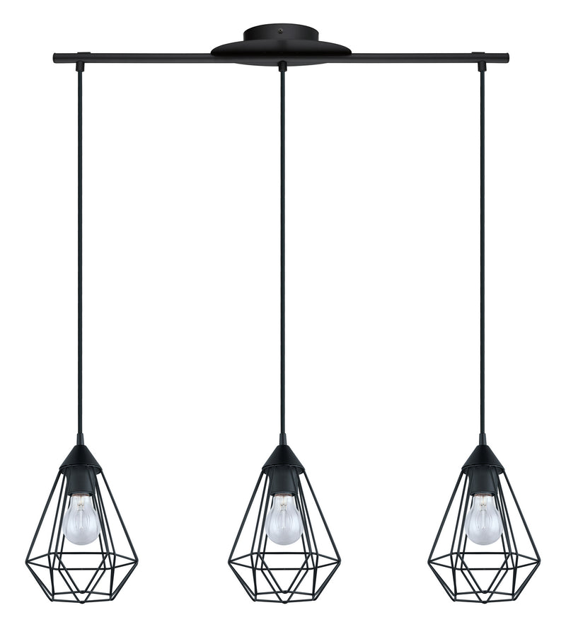 Eglo USA 94189A Three Light Pendant, Matte Black