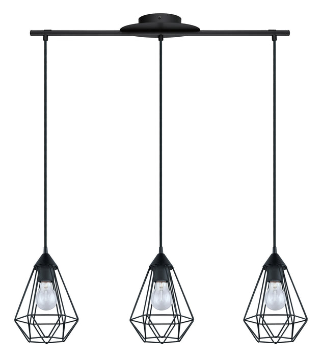 Eglo USA 94189A Three Light Pendant, Matte Black