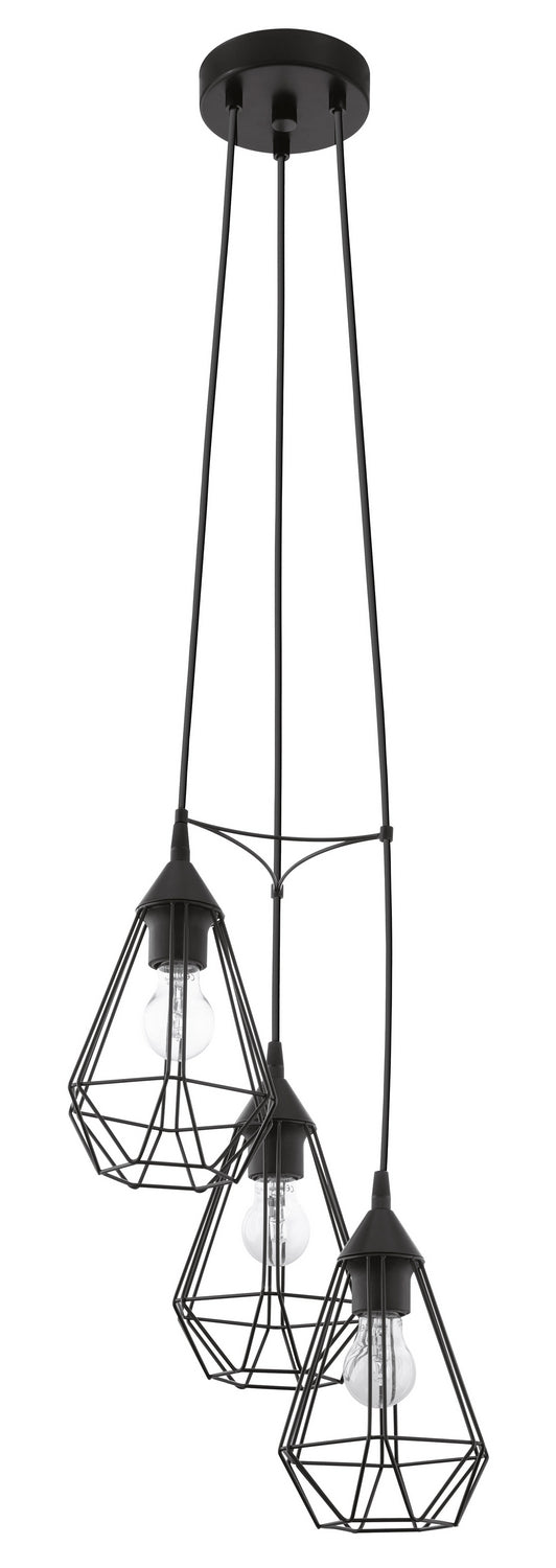 Eglo USA 94191A Three Light Pendant, Matte Black