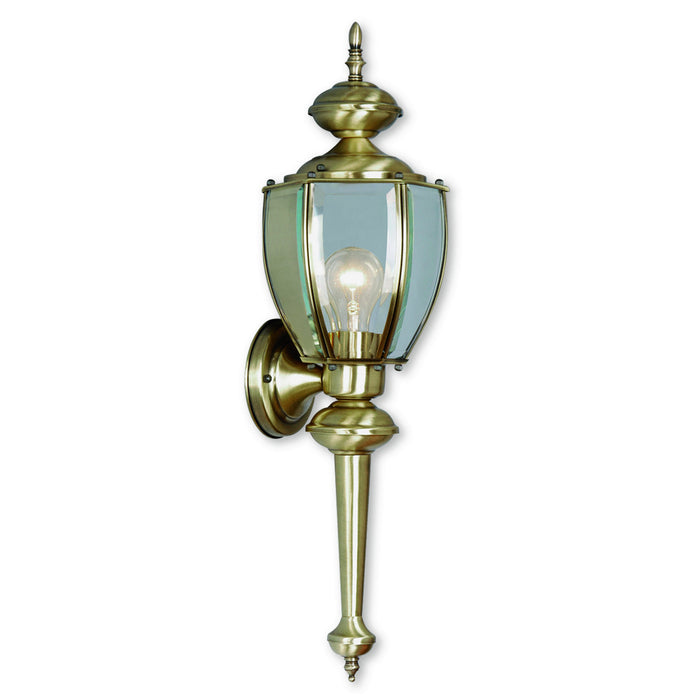 Livex Lighting 2112-01 One Light Outdoor Wall Lantern, Antique Brass