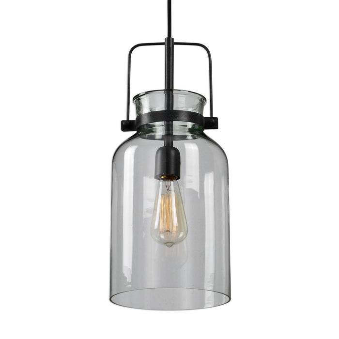 Uttermost 22101 One Light Mini Pendant, Textured Black