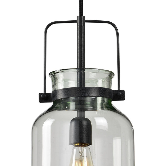 Uttermost 22101 One Light Mini Pendant, Textured Black