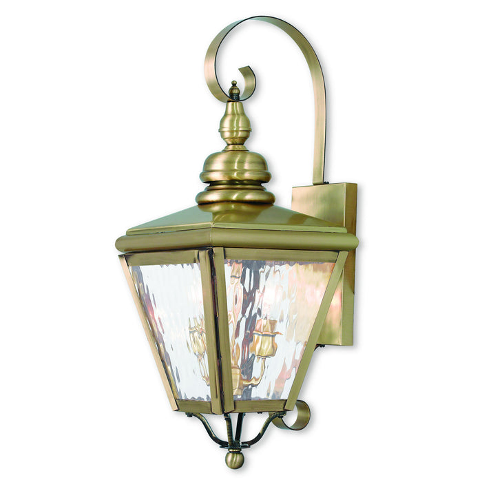 Livex Lighting 2031-01 Two Light Outdoor Wall Lantern, Antique Brass