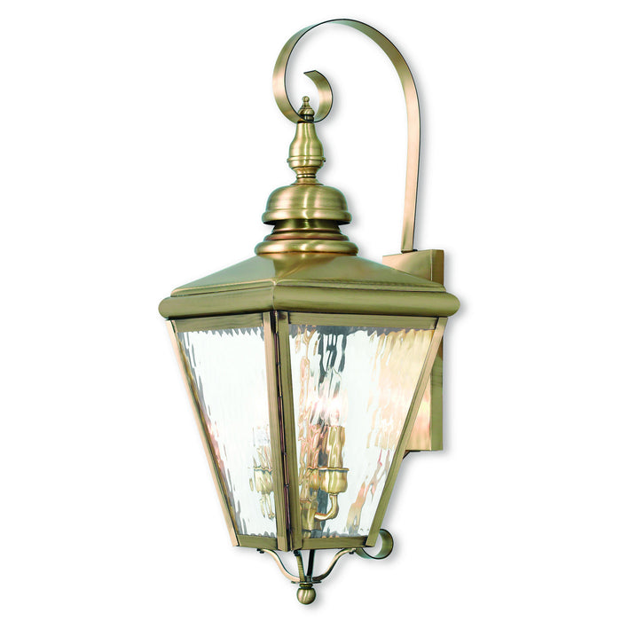 Livex Lighting 2033-01 Three Light Outdoor Wall Lantern, Antique Brass