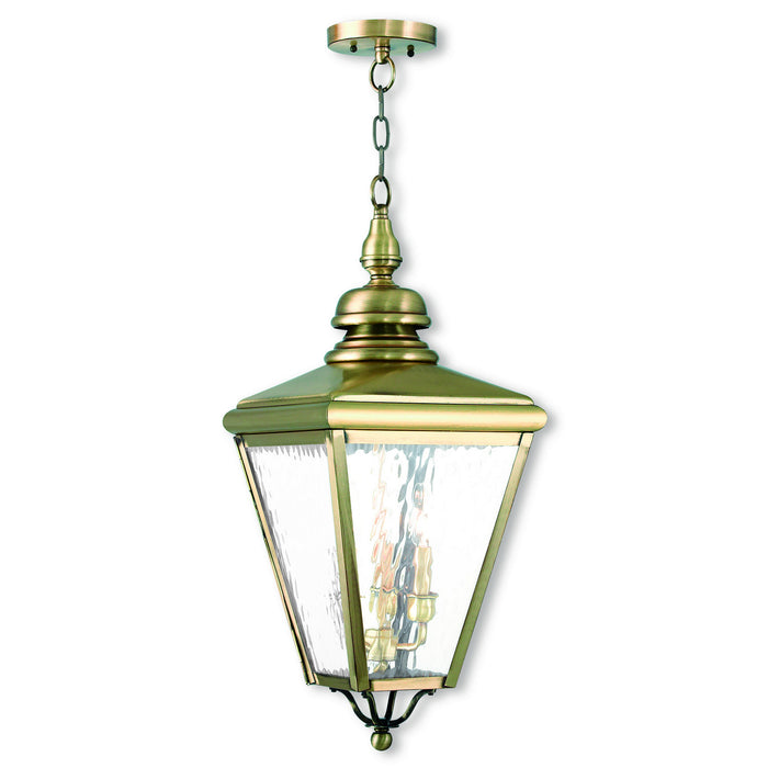 Livex Lighting 2035-01 Three Light Outdoor Pendant, Antique Brass