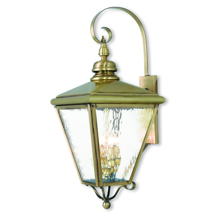 Livex Lighting 2036-01 Four Light Outdoor Wall Lantern, Antique Brass