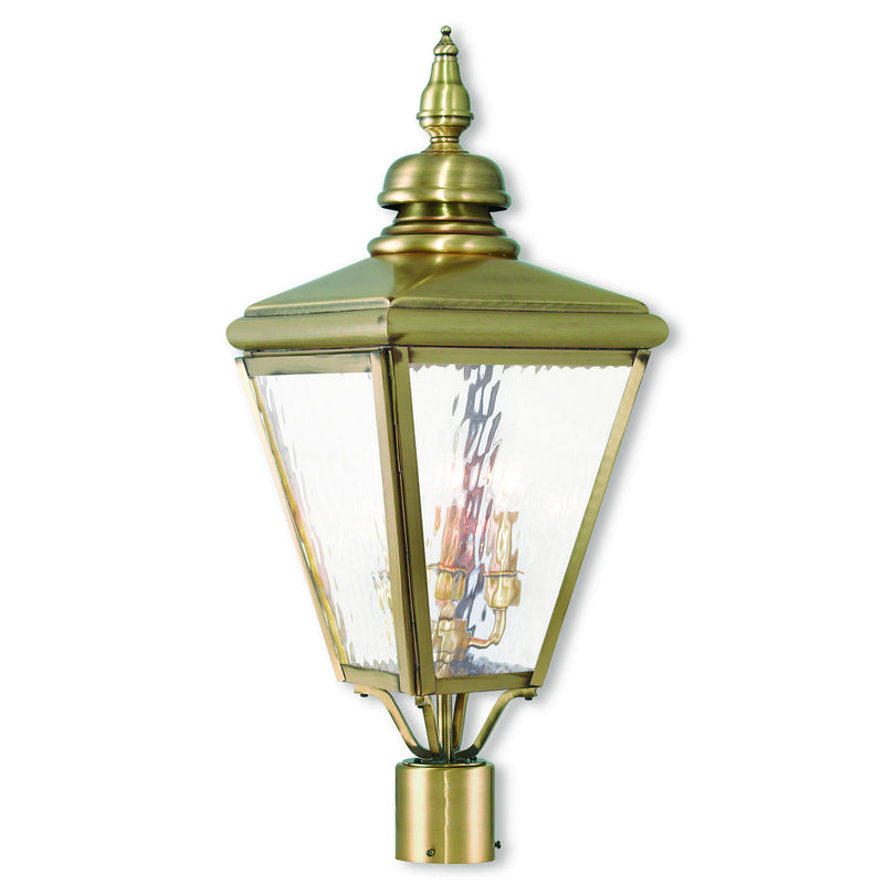 Livex Lighting 20433-01 Three Light Post-Top Lanterm, Antique Brass