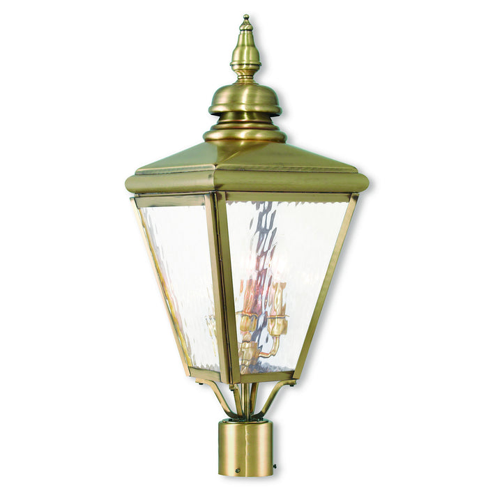 Livex Lighting 20433-01 Three Light Post-Top Lanterm, Antique Brass