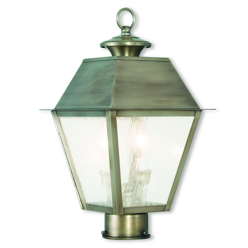 Livex Lighting 2166-29 Two Light Outdoor Post Lantern, Vintage Pewter