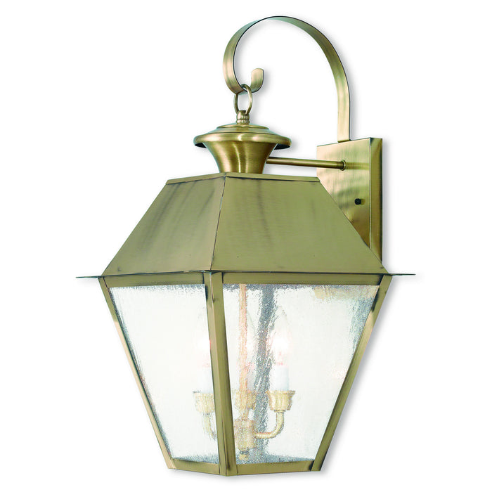 Livex Lighting 2168-01 Three Light Outdoor Wall Lantern, Antique Brass