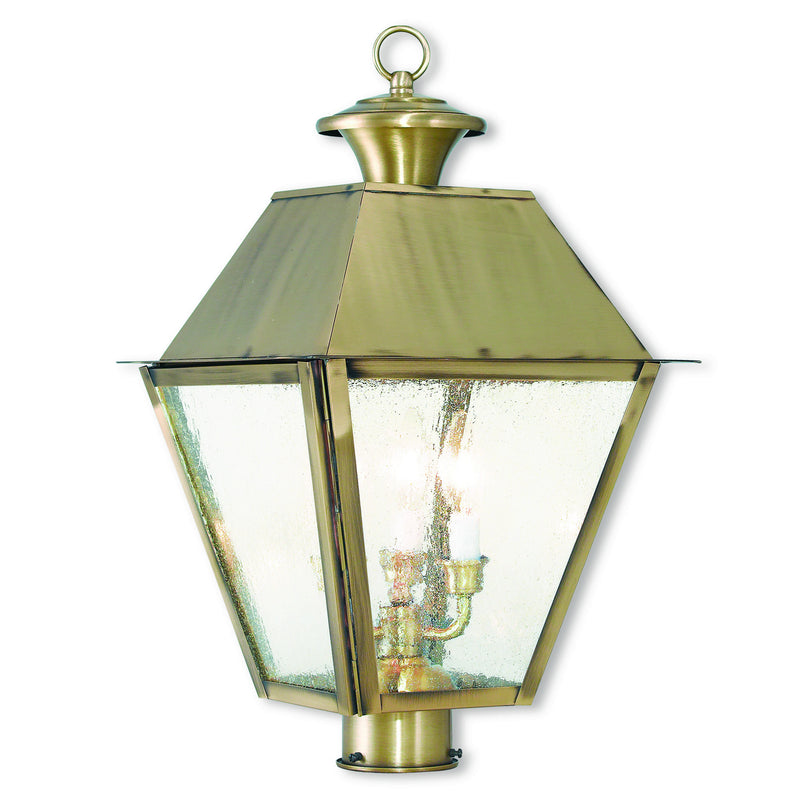 Livex Lighting 2169-01 Three Light Post-Top Lanterm, Antique Brass