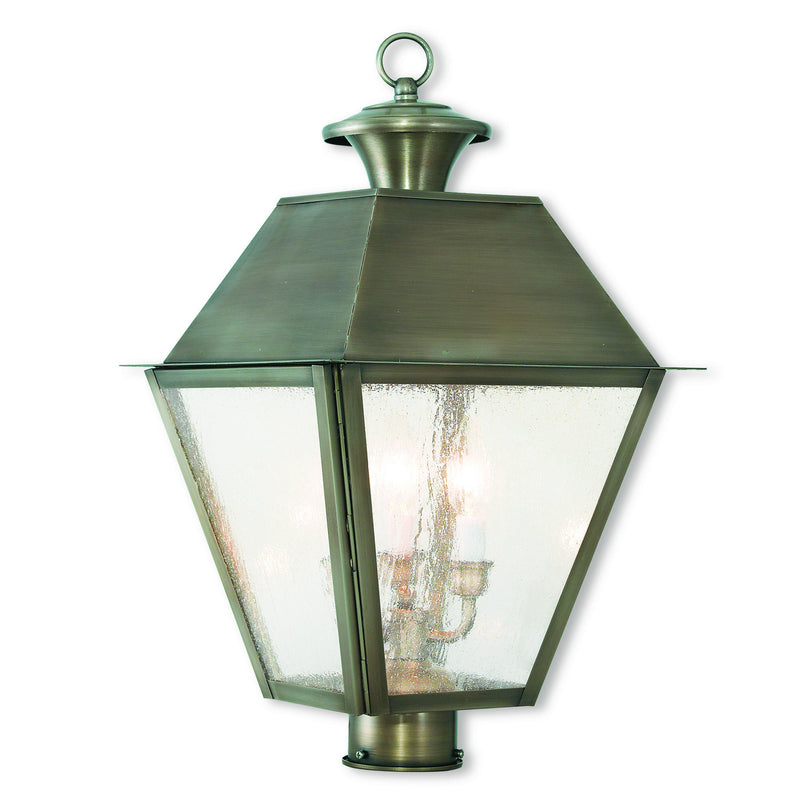 Livex Lighting 2169-29 Three Light Post-Top Lanterm, Vintage Pewter
