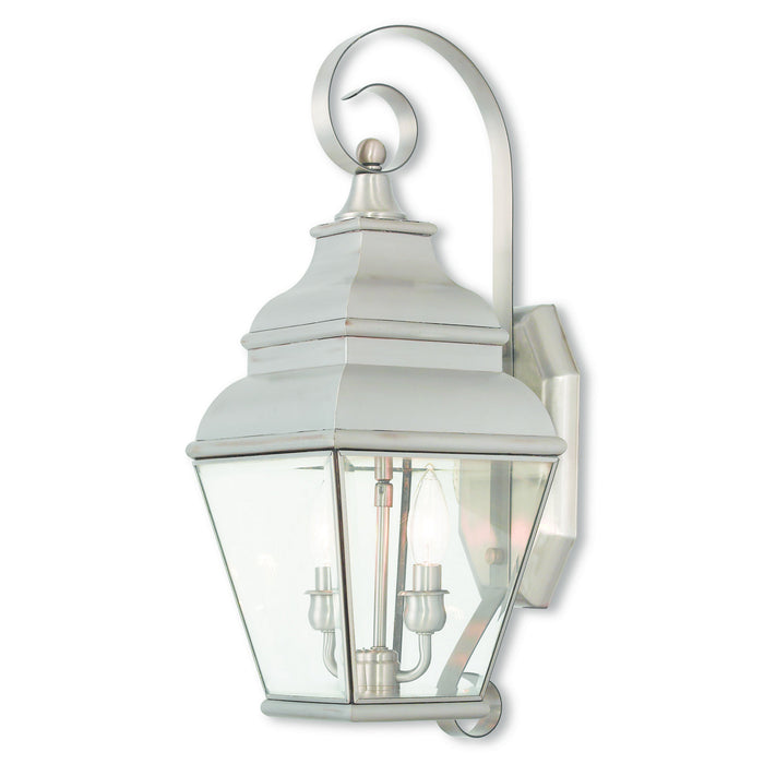 Livex Lighting 2591-91 Two Light Outdoor Wall Lantern, Brushed Nickel