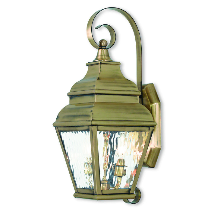 Livex Lighting 2602-01 Two Light Outdoor Wall Lantern, Antique Brass