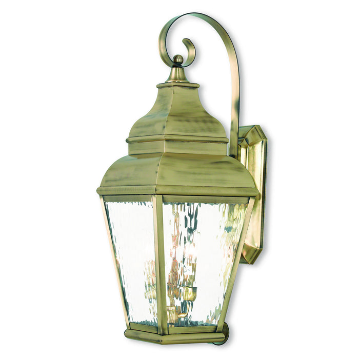 Livex Lighting 2605-01 Three Light Outdoor Wall Lantern, Antique Brass