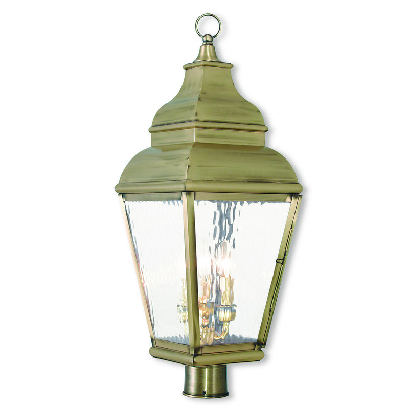 Livex Lighting 2606-01 Three Light Post-Top Lanterm, Antique Brass