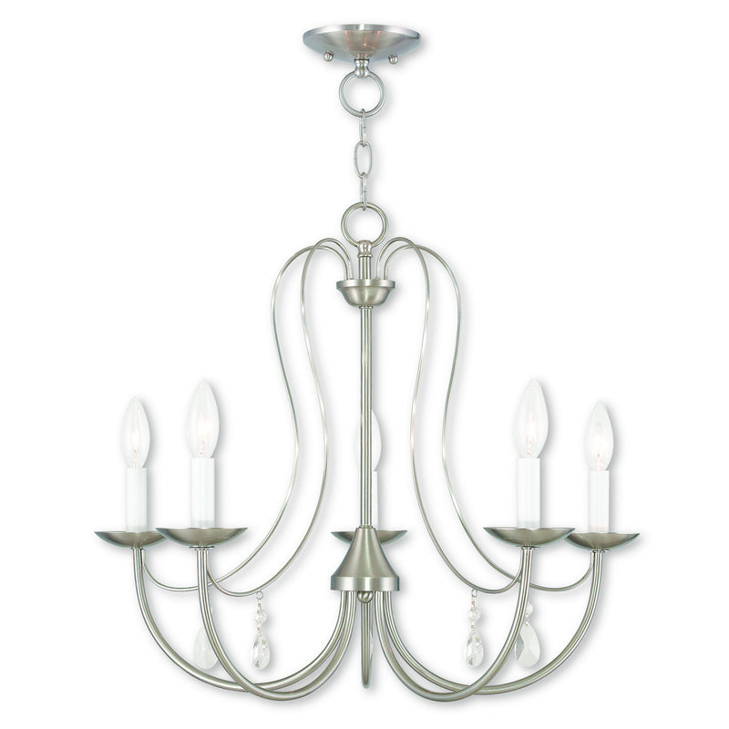 Livex Lighting 40865-91 Five Light Chandelier, Brushed Nickel
