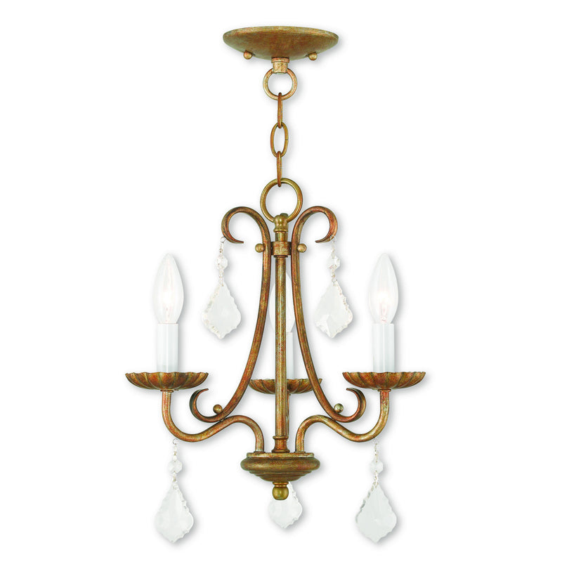 Livex Lighting 40873-48 Three Light Mini Chandelier, Antique Gold Leaf