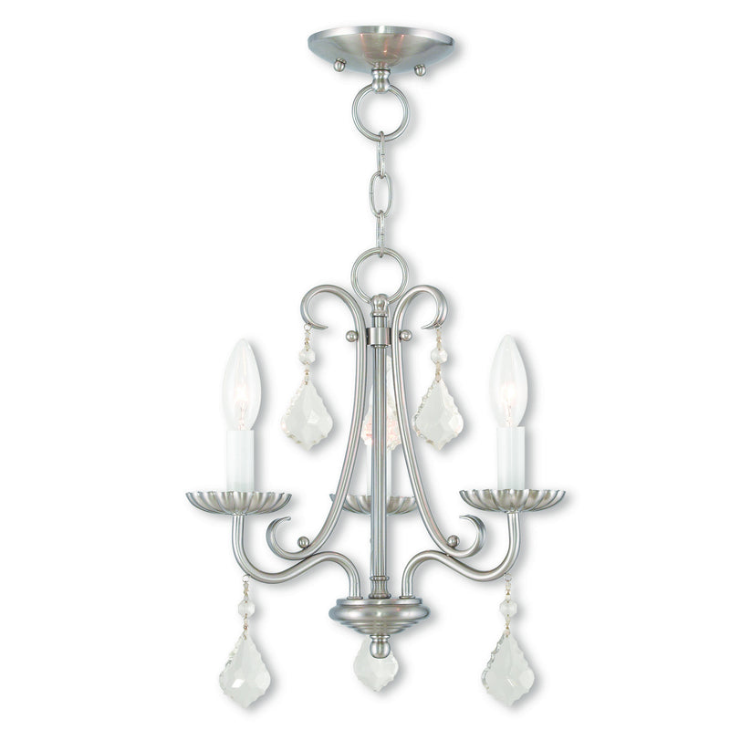 Livex Lighting 40873-91 Three Light Mini Chandelier, Brushed Nickel