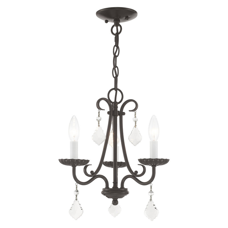 Livex Lighting 40873-92 Three Light Mini Chandelier, English Bronze