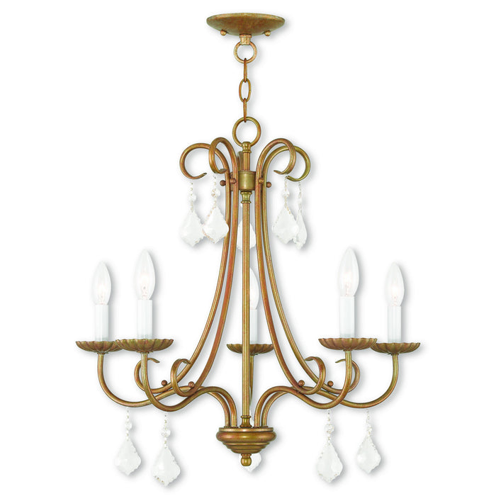Livex Lighting 40875-48 Five Light Chandelier, Antique Gold Leaf