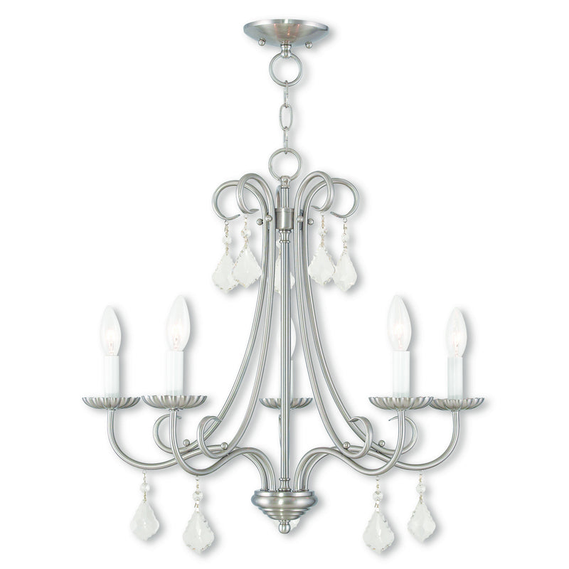 Livex Lighting 40875-91 Five Light Chandelier, Brushed Nickel