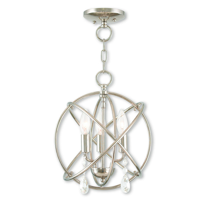 Livex Lighting 40903-35 Three Light Mini Chandelier/Ceiling Mount, Polished Nickel
